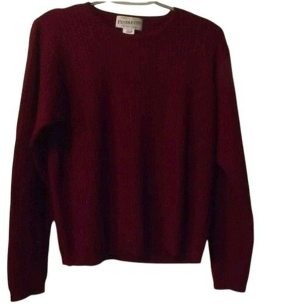 Pendleton Sweater Size Large Burgundy 100% Merino Wool Ribbed Crewneck